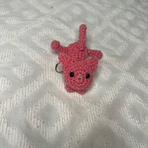 Crochet Pink Cat Keychain